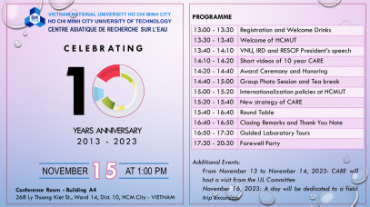 Celebrating the 10th Anniversary of the Asian Water Research Center (CARE-RESCIF)